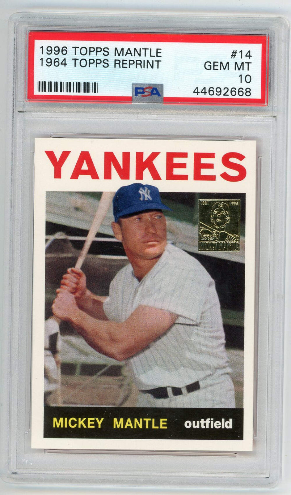 Mickey Mantle 1996 Topps Reprint #14 Psa 10