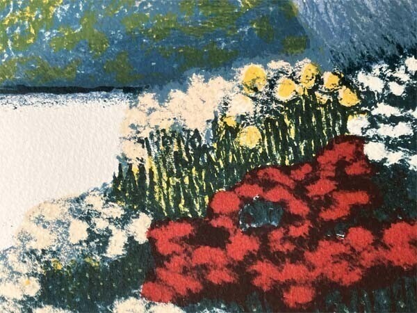 Jean-Pierre Cassigneul Lithograph 'Summer Garden' Signed Framed Large Pieace