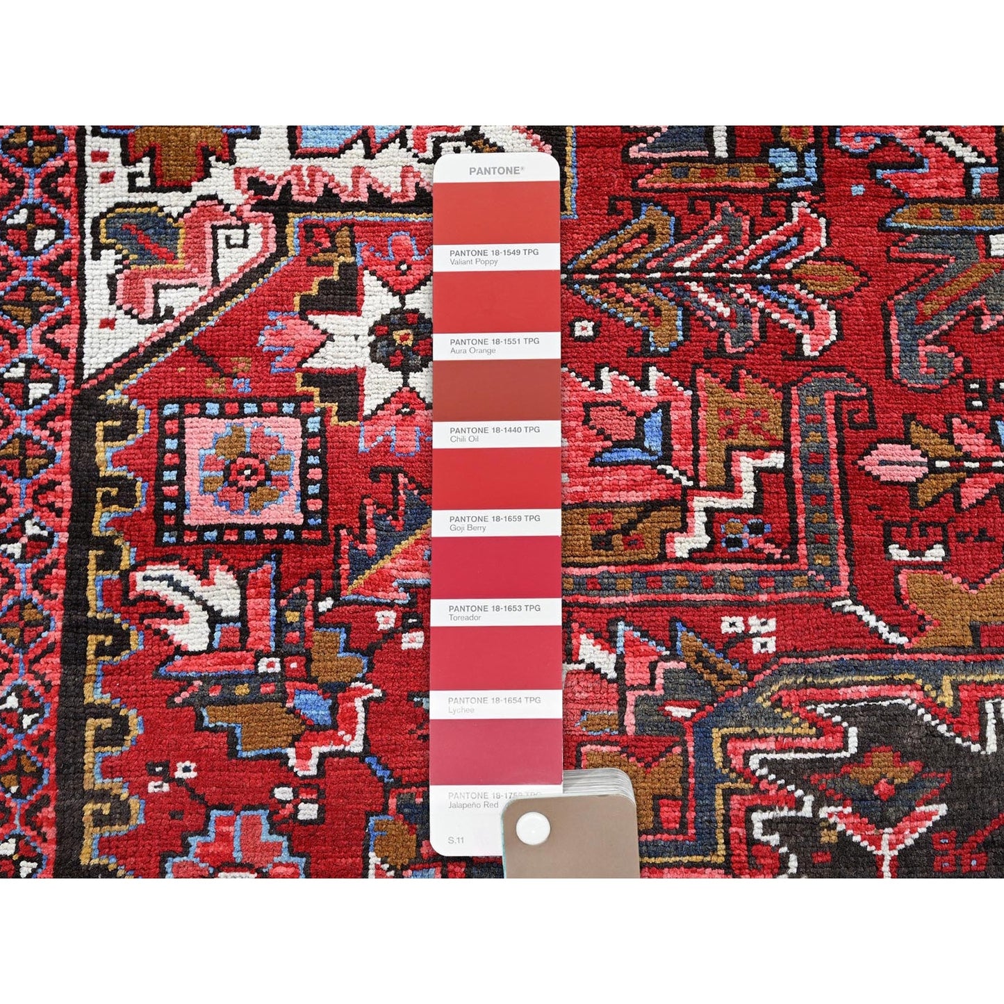 10'X12'4" Ruby Red Vintage Zoroastrian Heris Wool Hand Knotted Clean Rug