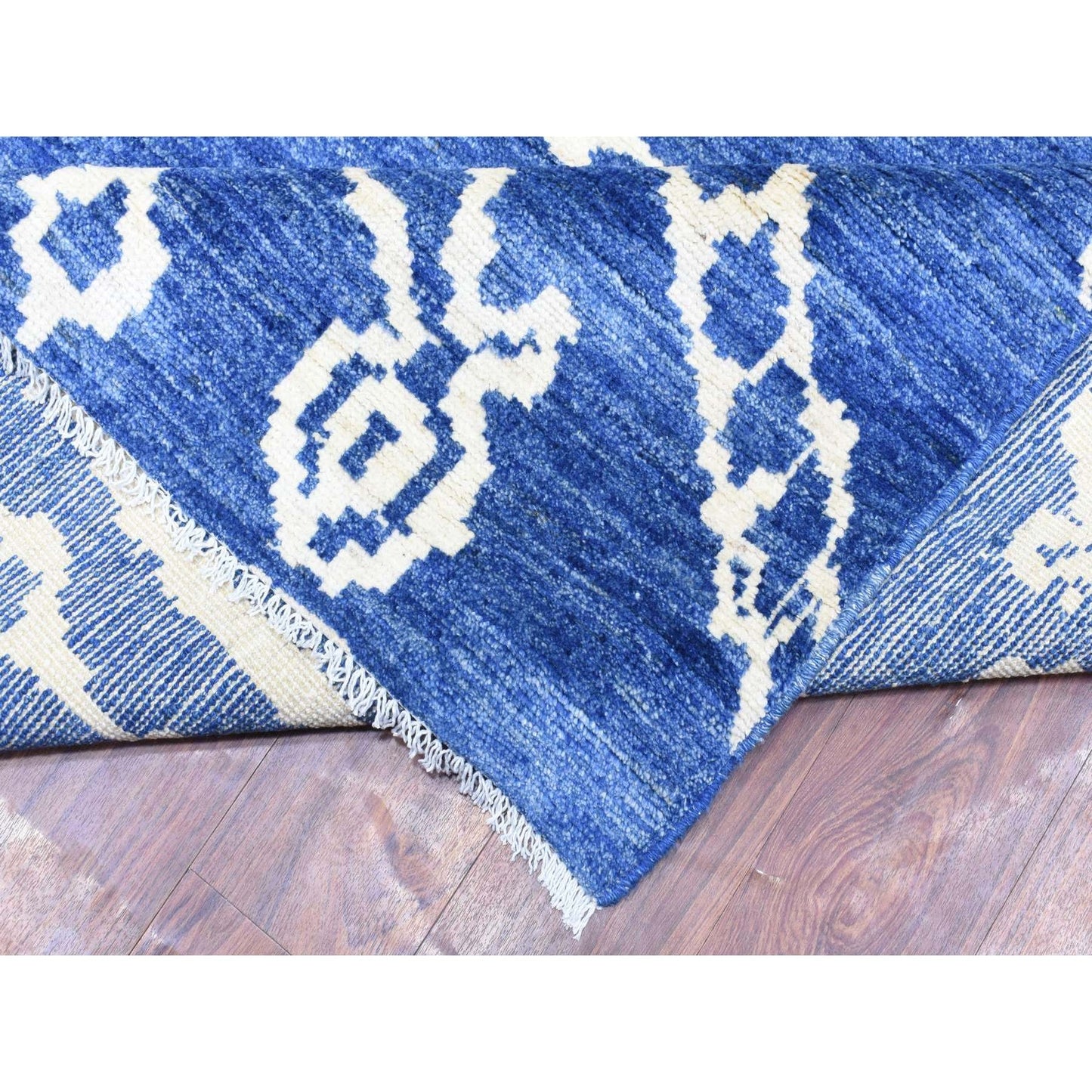 12'2"X15'2" Blue Boujaad Moroccan Berber Wool Hand Knotted Oversized Rug