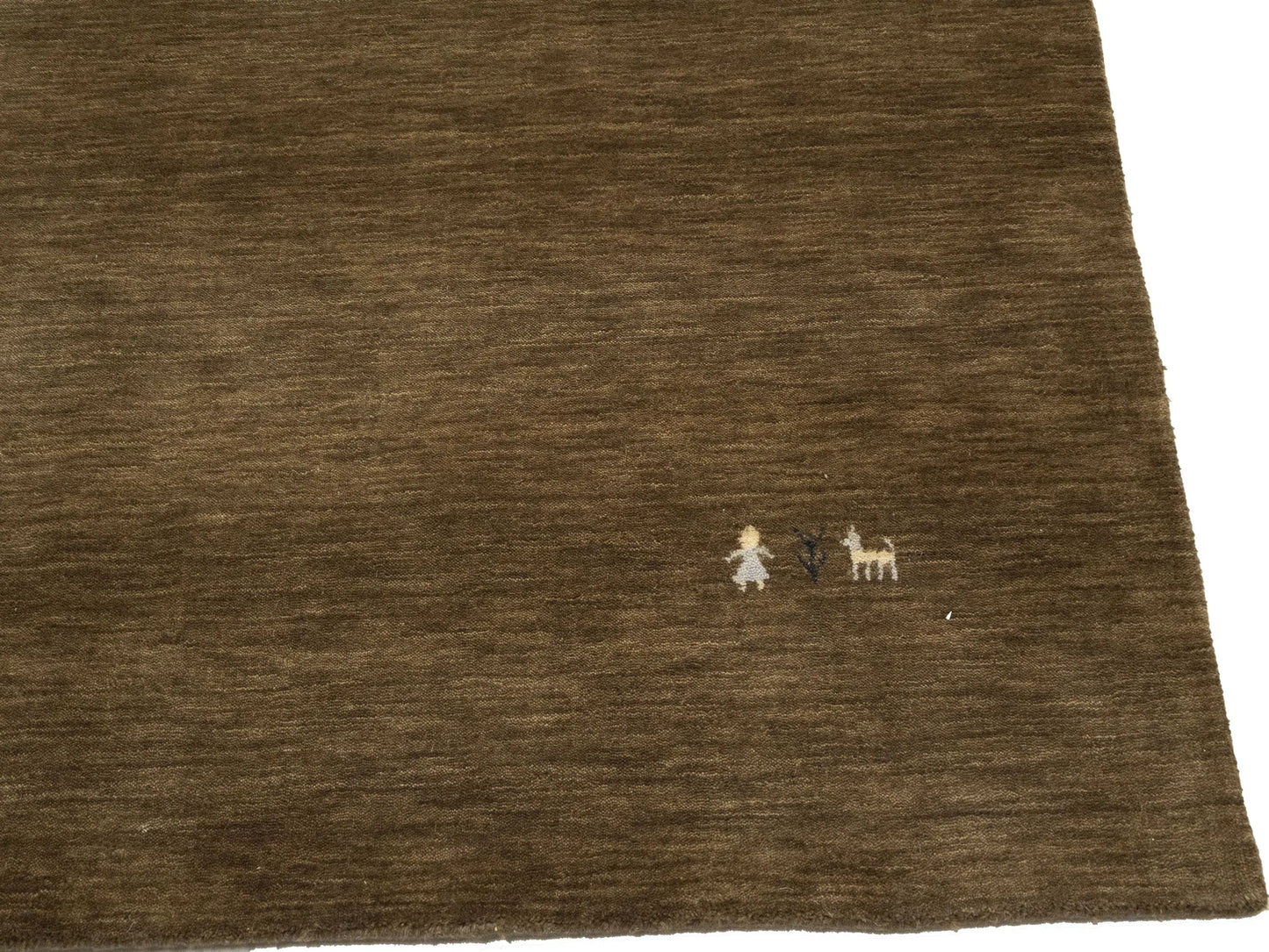 Modern Gabbeh Wool Area Rug Brown Tribal Design