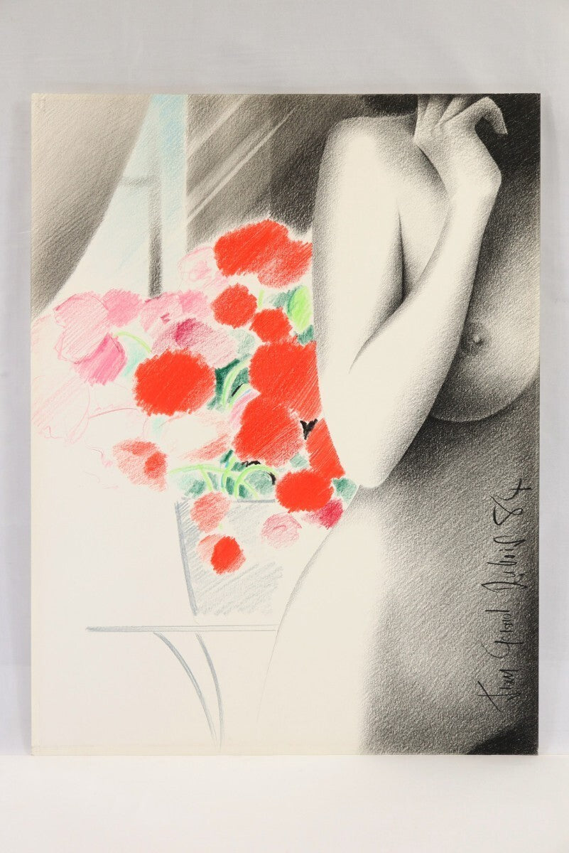 Jean Grard Dubois "Matinale" 1984 Original Color Pencil Drawing 50X65Cm Signed