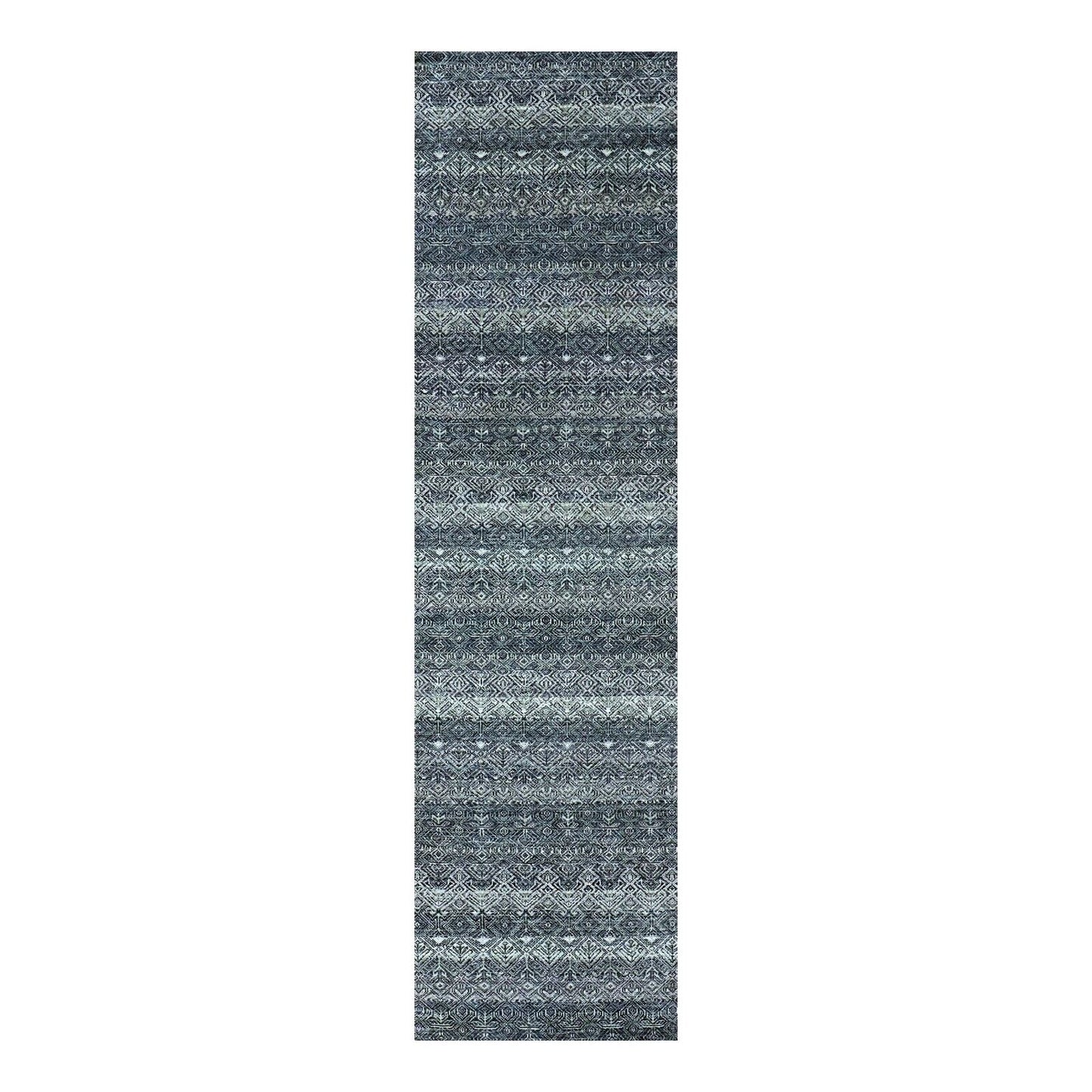 2'7"X10'1" Hale Navy Gray Kohinoor Herrita Wool Hand Knotted Runner Rug