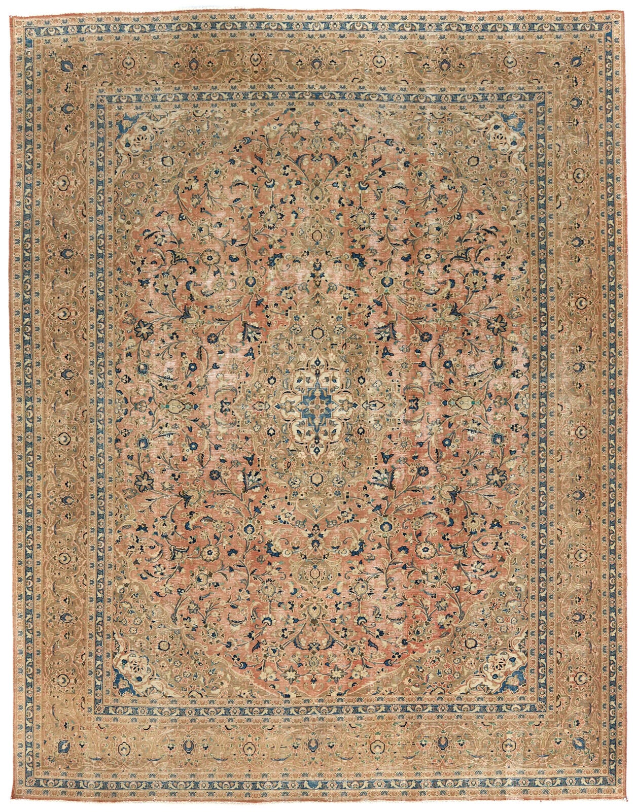 Antique Distressed Oriental Rug Floral Vintage