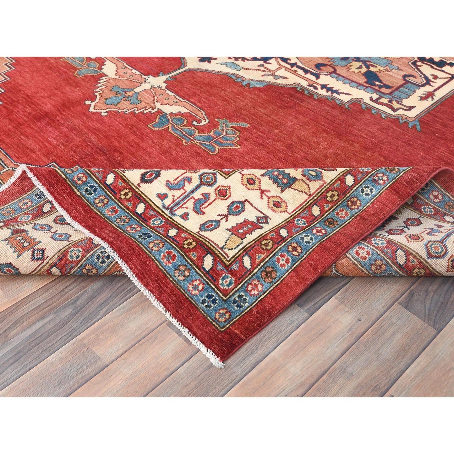9'X12' Rich Red Medallion Design Natural Wool Hand Knotted Oriental Rug