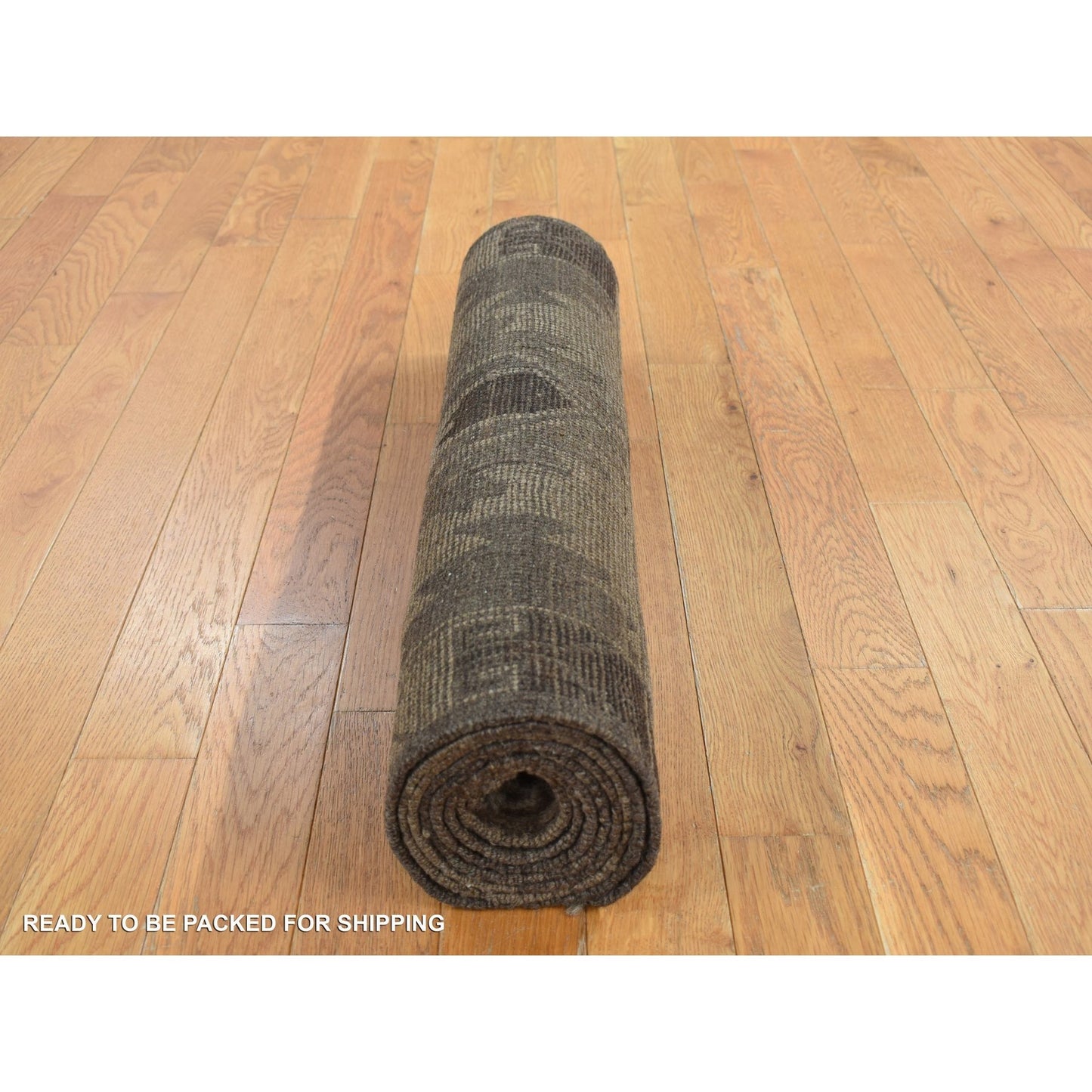 2'5"X8' Tan Color Washed Out Afghan Balooch Wool Hand Knotted Runner Rug