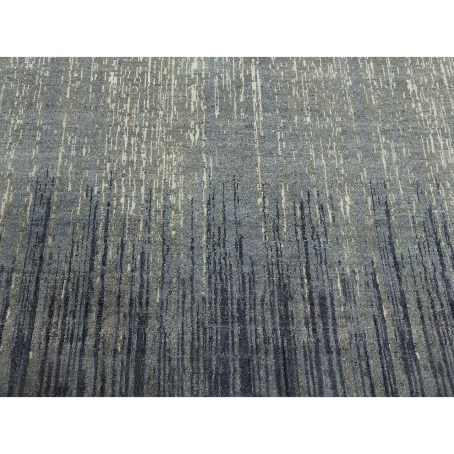 6'1"X9'2" Gray Modern Ombre Design Pure Wool Hand Knotted Rug