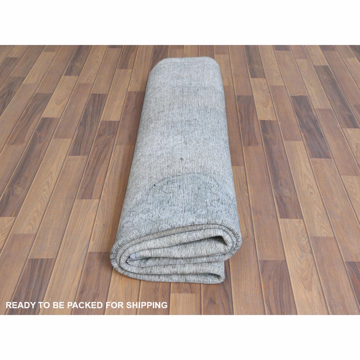 7'9"X11' Gray Worn Wool Vintage Hand Knotted Farsian Tebraz Rug