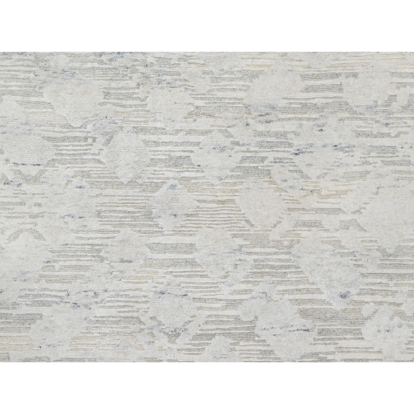 10'X10' Gray Modern Design Undyed Natural Wool Hand Knotted Square Rug