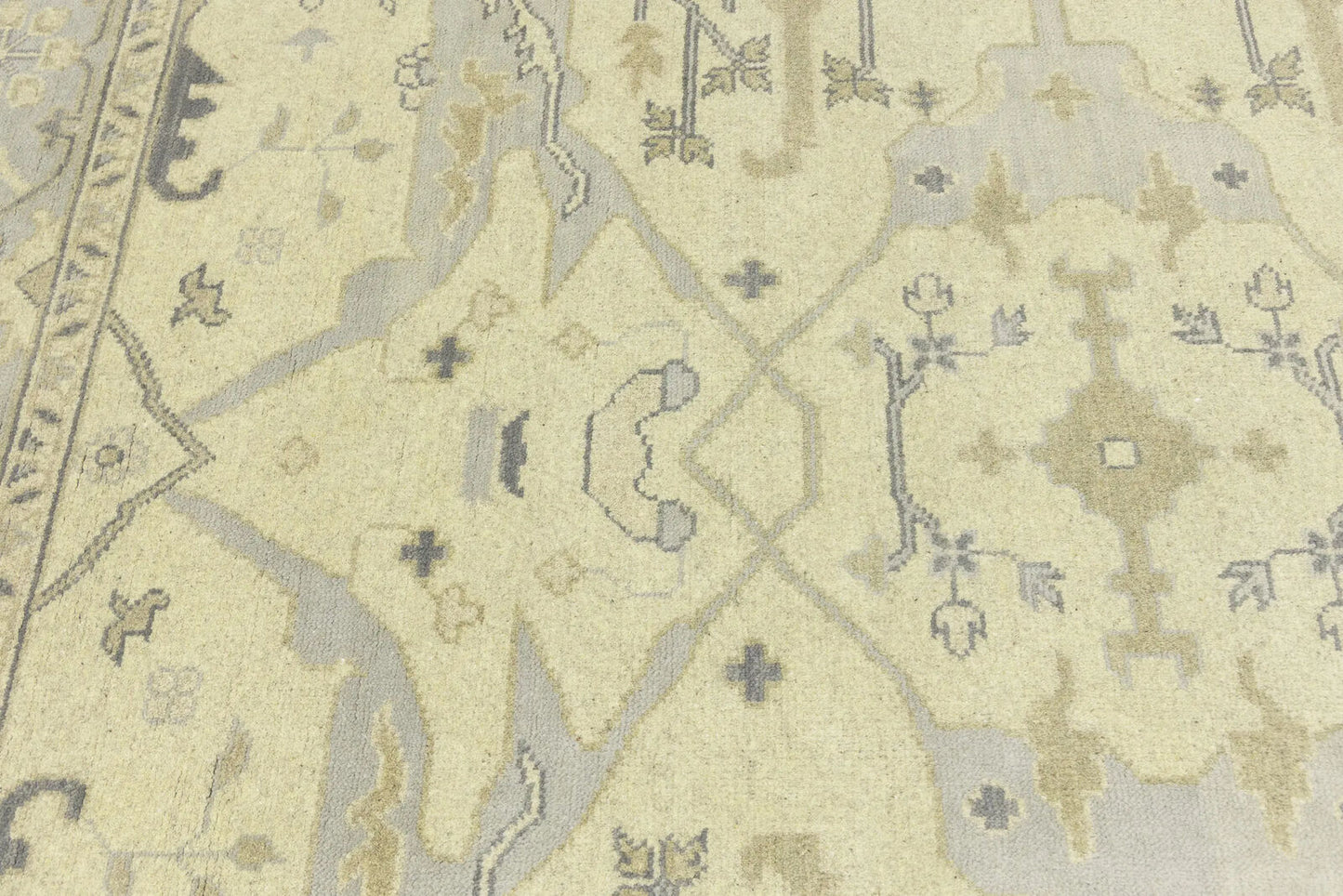 Large Handmade Oushak Oriental Rug Floral Design
