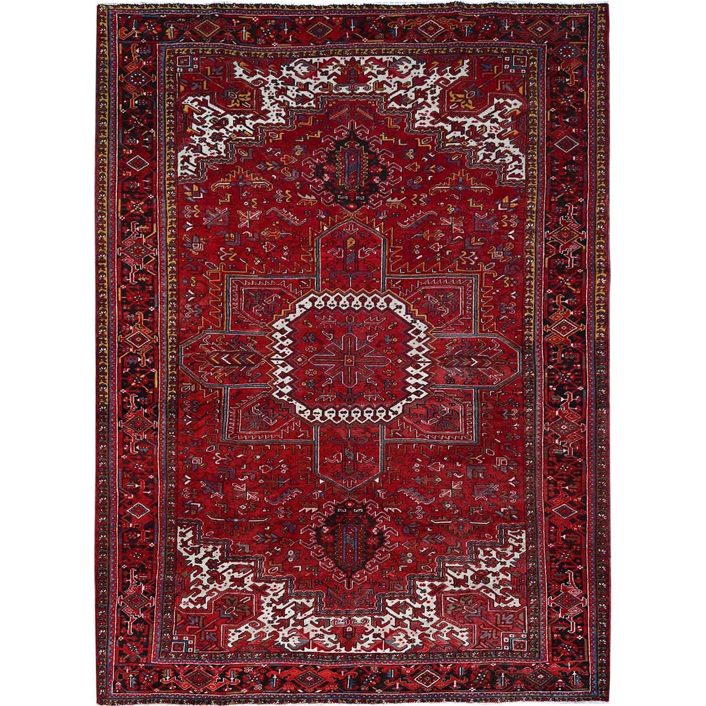 10'2"X13'8" Penn Red Hand Knotted All Wool Cropped Thin Oriental Rug