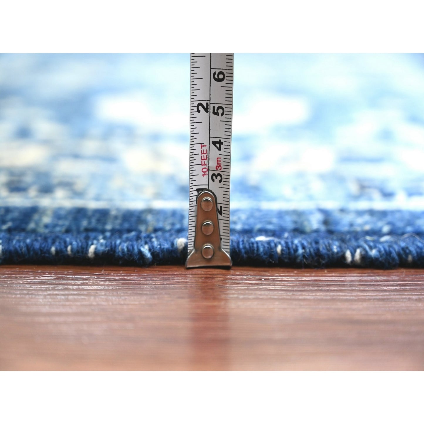 10'X13'10" Denim Blue Seeripe Heris Revival Ghazni Wool Hand Knotted Rug