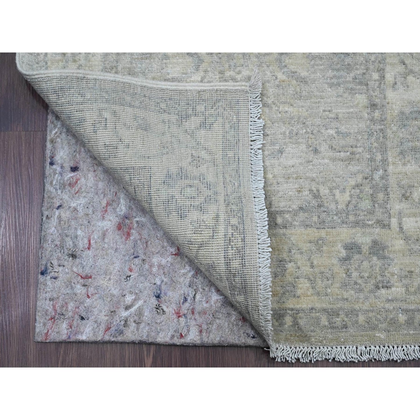 2'3"X29'4" Gray Heris Design High Mountain Wool Hand Knotted Runner Rug