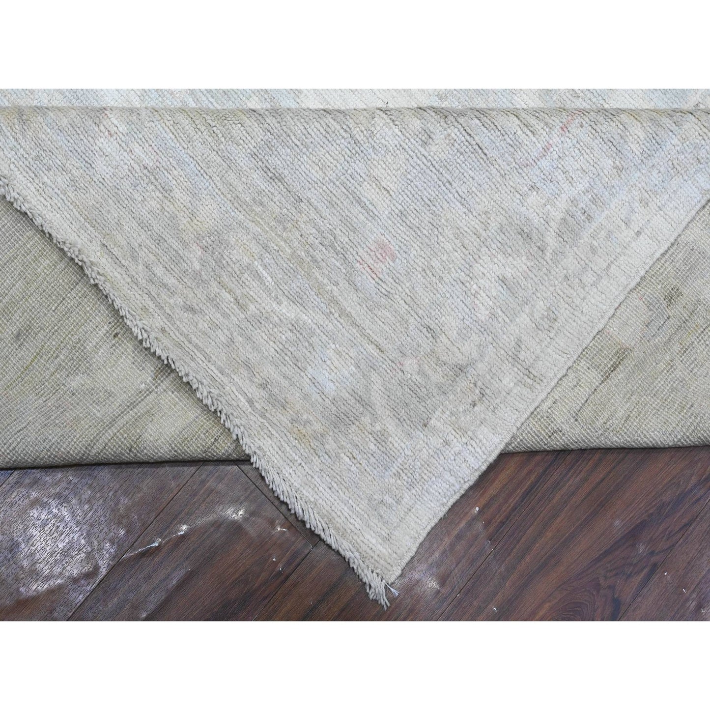 11'4"X15'5" Smoke White Wool Weft Afghan Angora Oushak Xl Oriental Rug