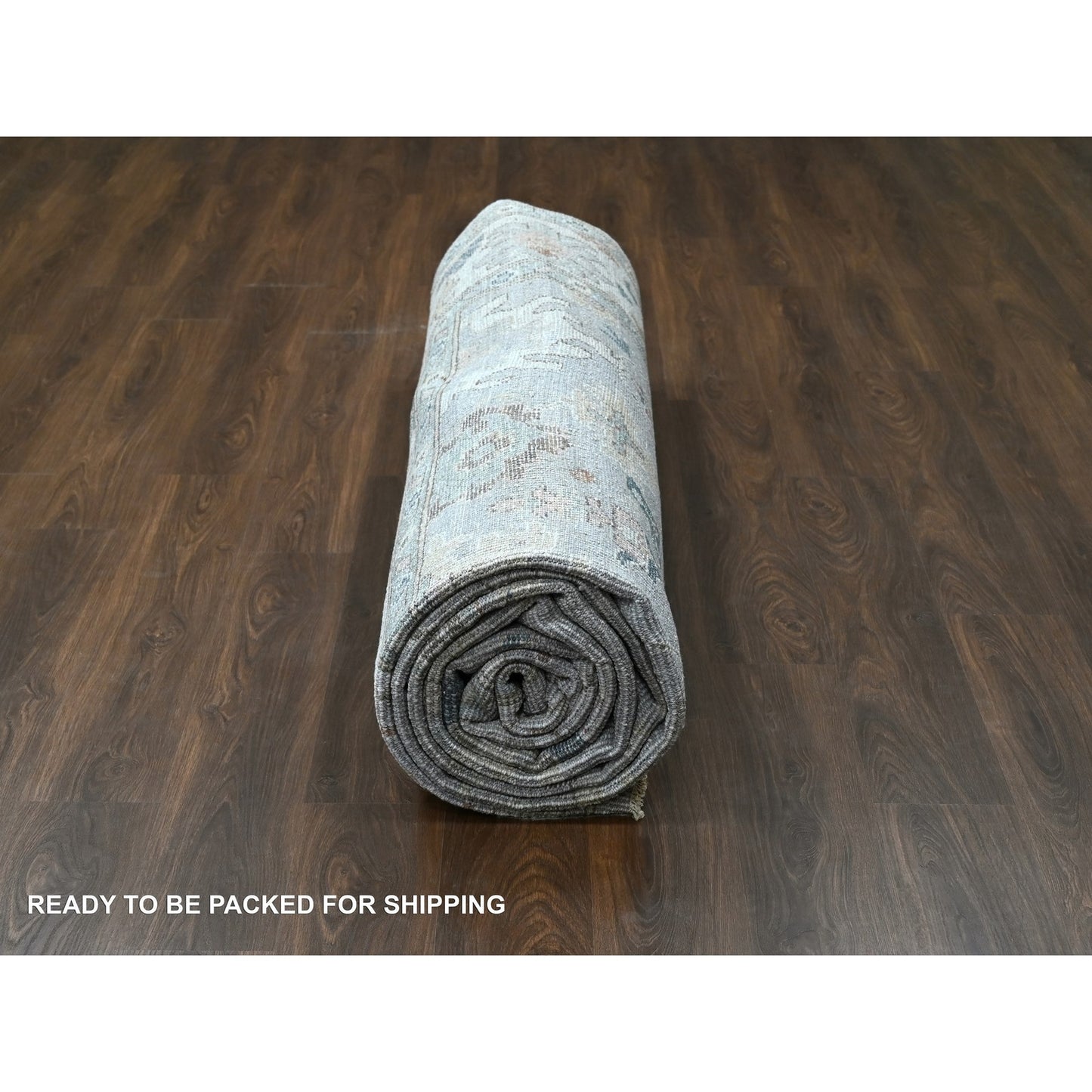 12'X17'10" Gray Oushak Design Wool Hand Knotted Oversized Oriental Rug