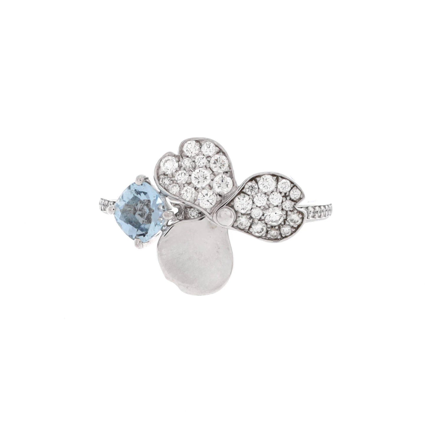 Tiffany & Co. Paper Flowers Ring Platinum With Aquamarine And Diamonds