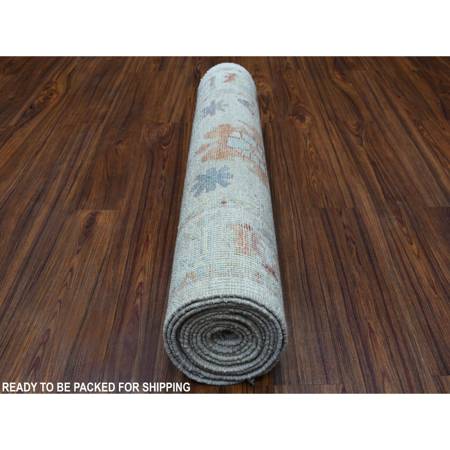 2'10"X13'6" Gray Angora Oushak With Velvety Wool Hand Knotted Runner Rug
