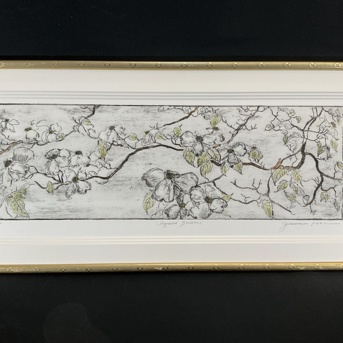 Joanne Isaac Original Etching "Dogwood Blossoms" 1980S Limited Edition Signed
