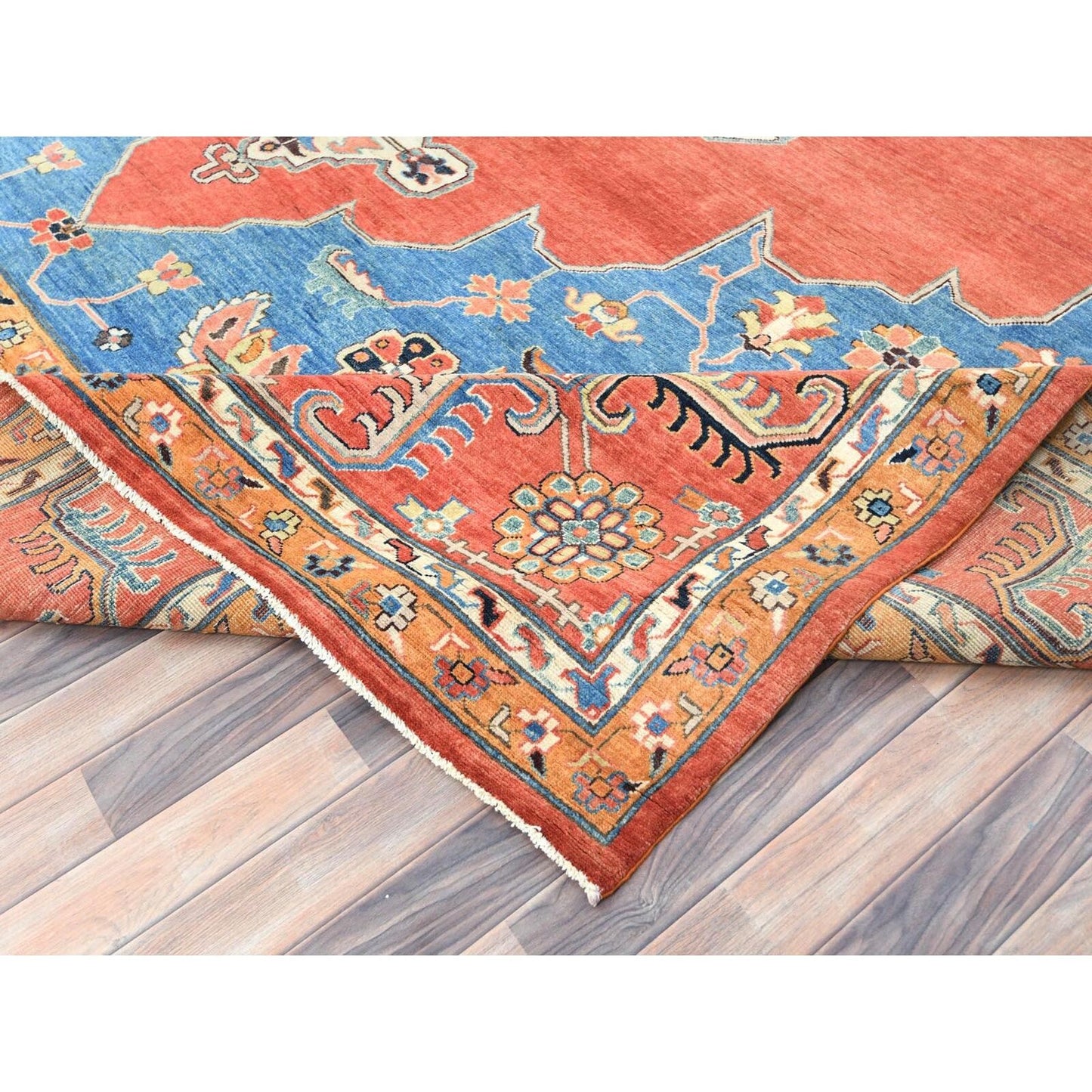 12'X14'7" Imperial Red Afghan Peshawar Heris Wool Hand Knotted Rug