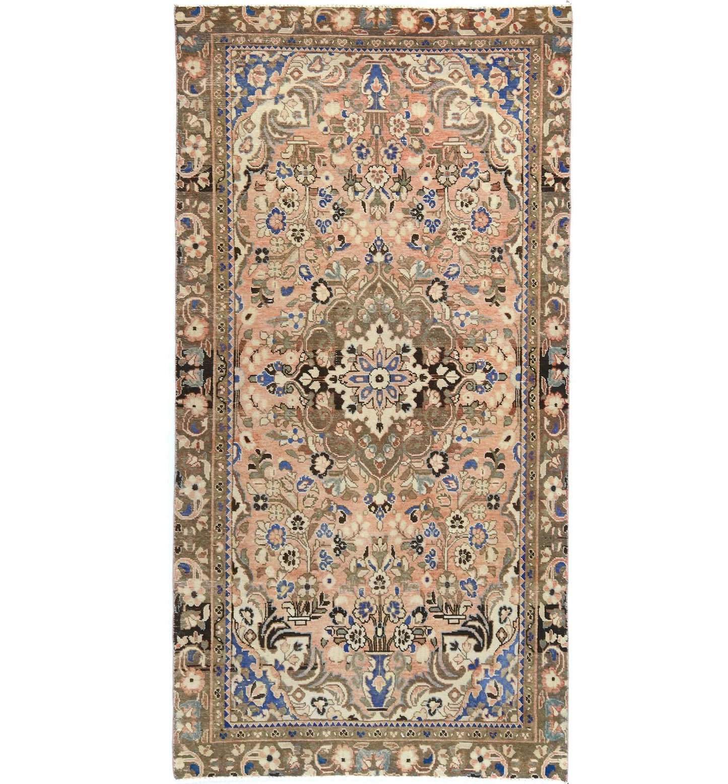 Semi-Antique Vintage Oriental Runner Rug Floral
