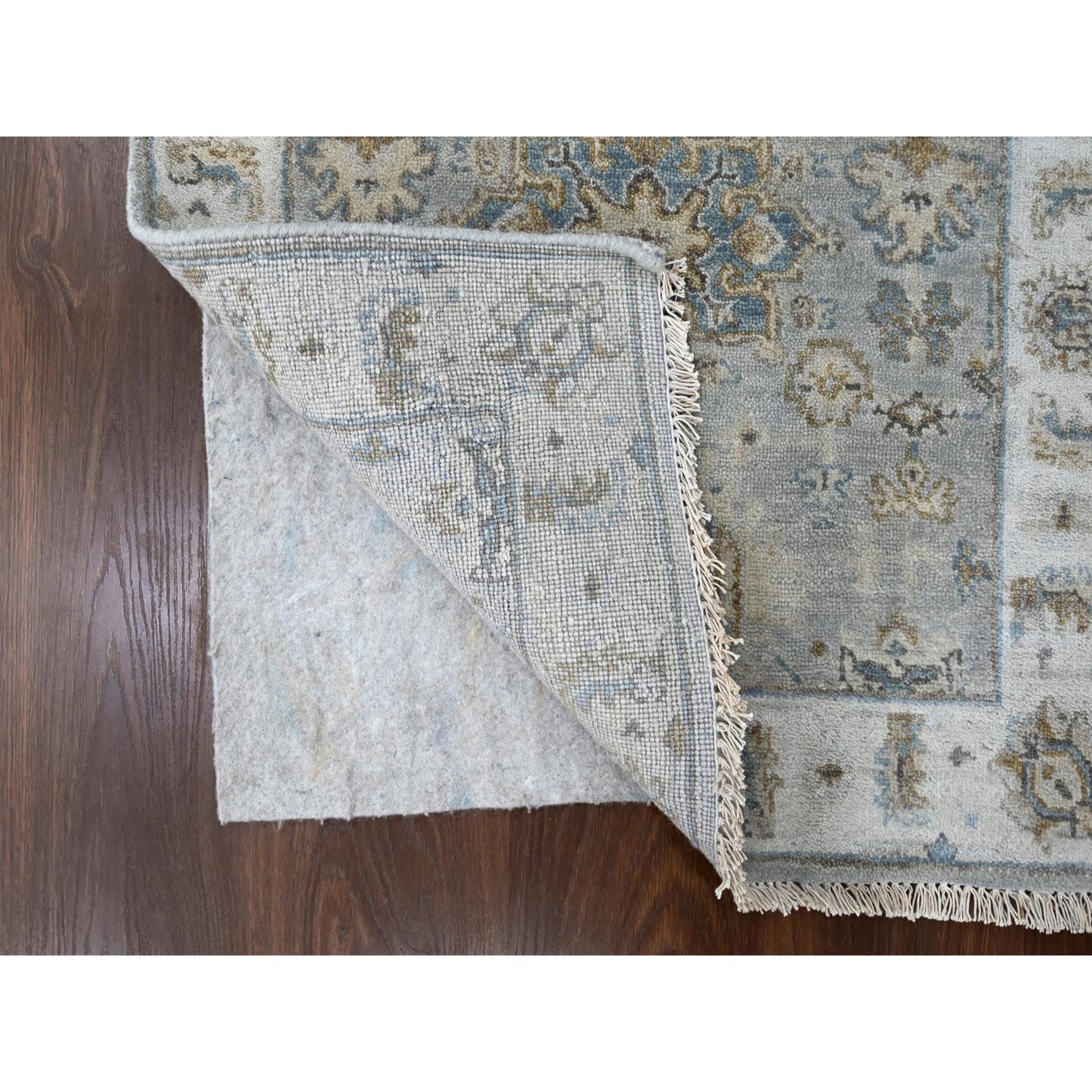 2'6"X18' Misty Gray Karjihooz Design Pure Wool Hand Knotted Xl Runner Rug