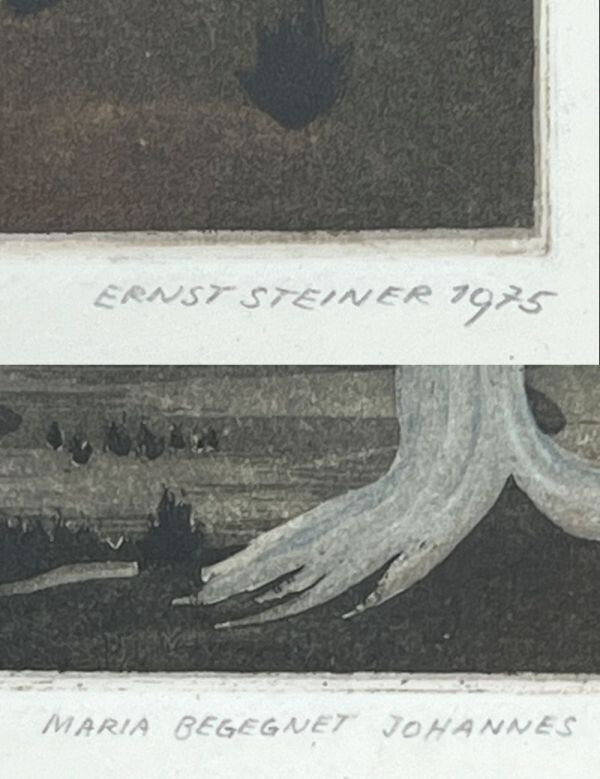 Steiner Ernst (Swiss) Original Etching Print Signed Numbered Framed "Maria"