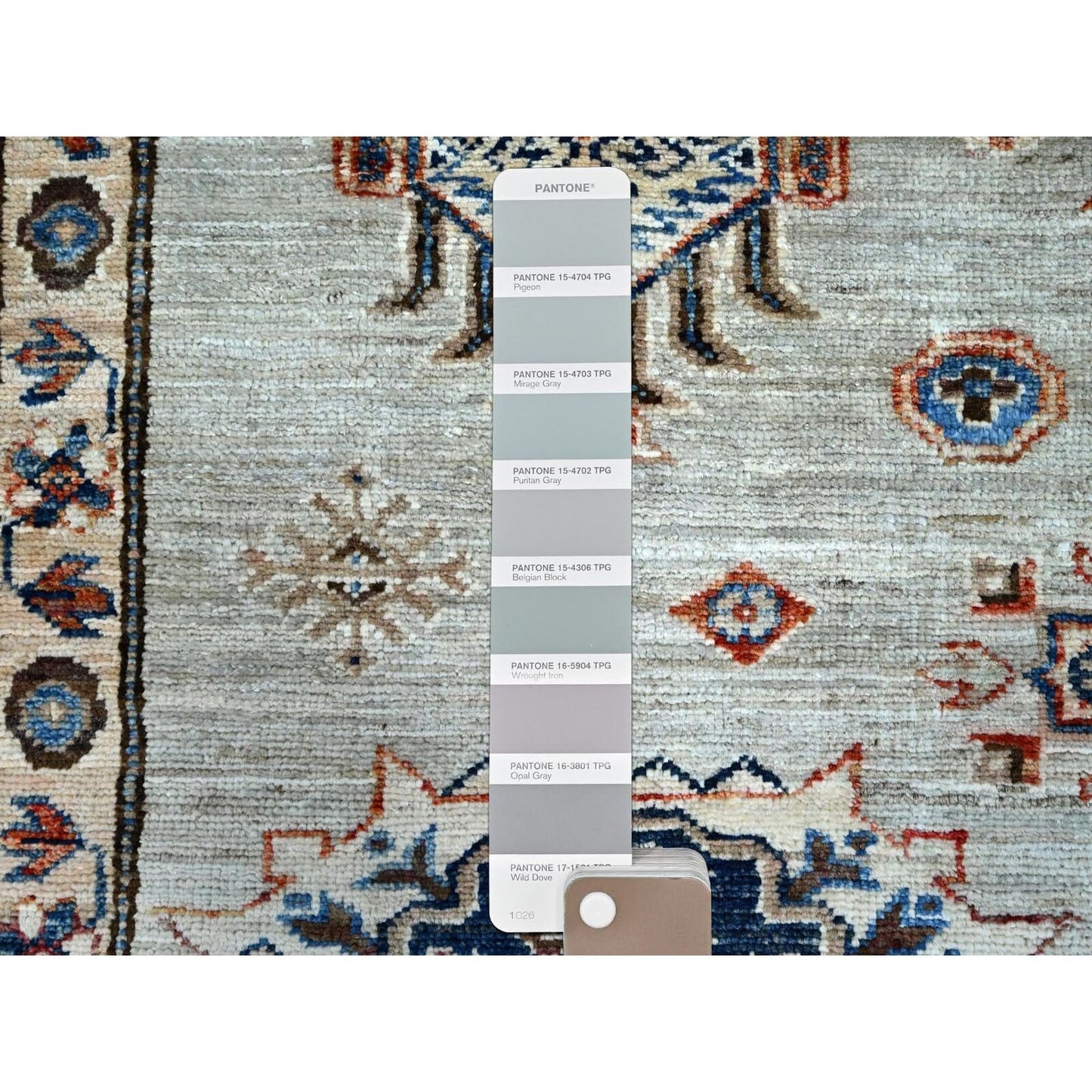 10'X13'8" Wickham Gray Hand Knotted Wool Afghan Super Kazak Oriental Rug