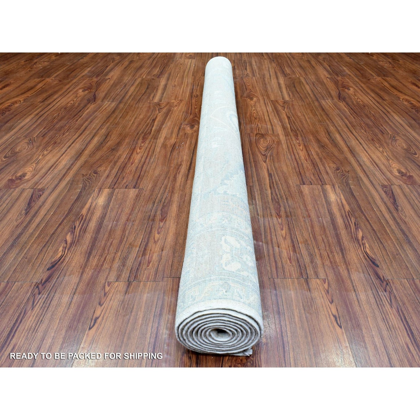 6'2"X8'9" Ivory White Wash Peshawar Organic Wool Hand Knotted Rug