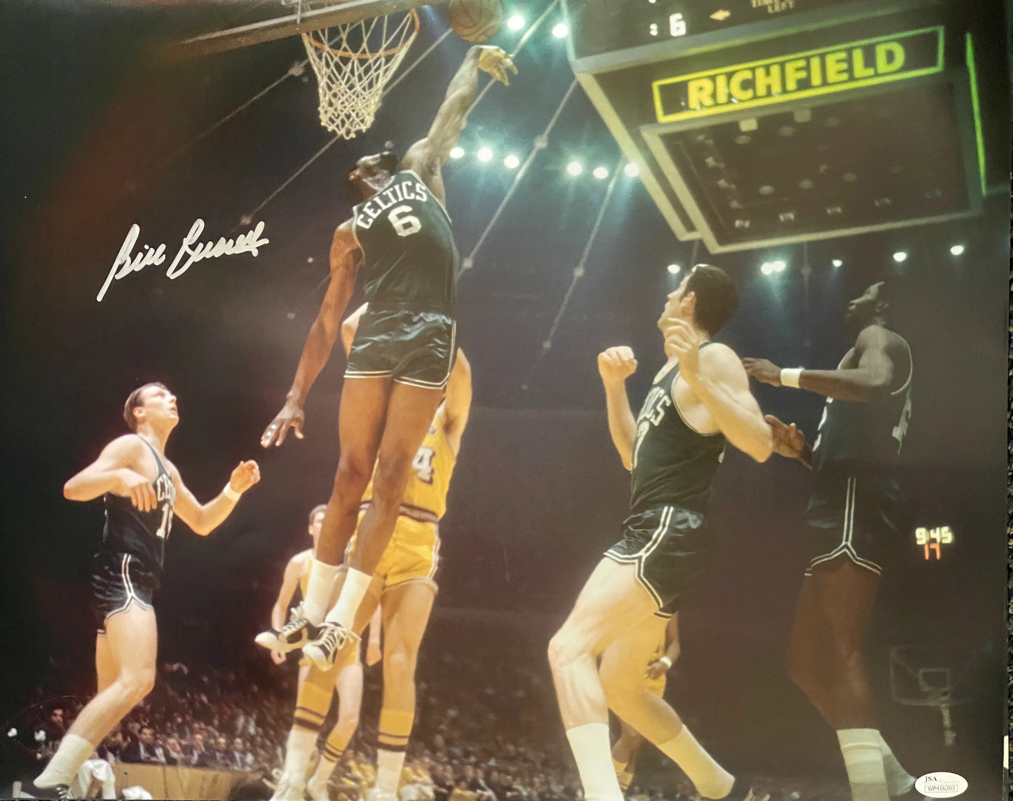 Bill Russell Autographed 16X20 Photo Vs Lakers (Jsa)