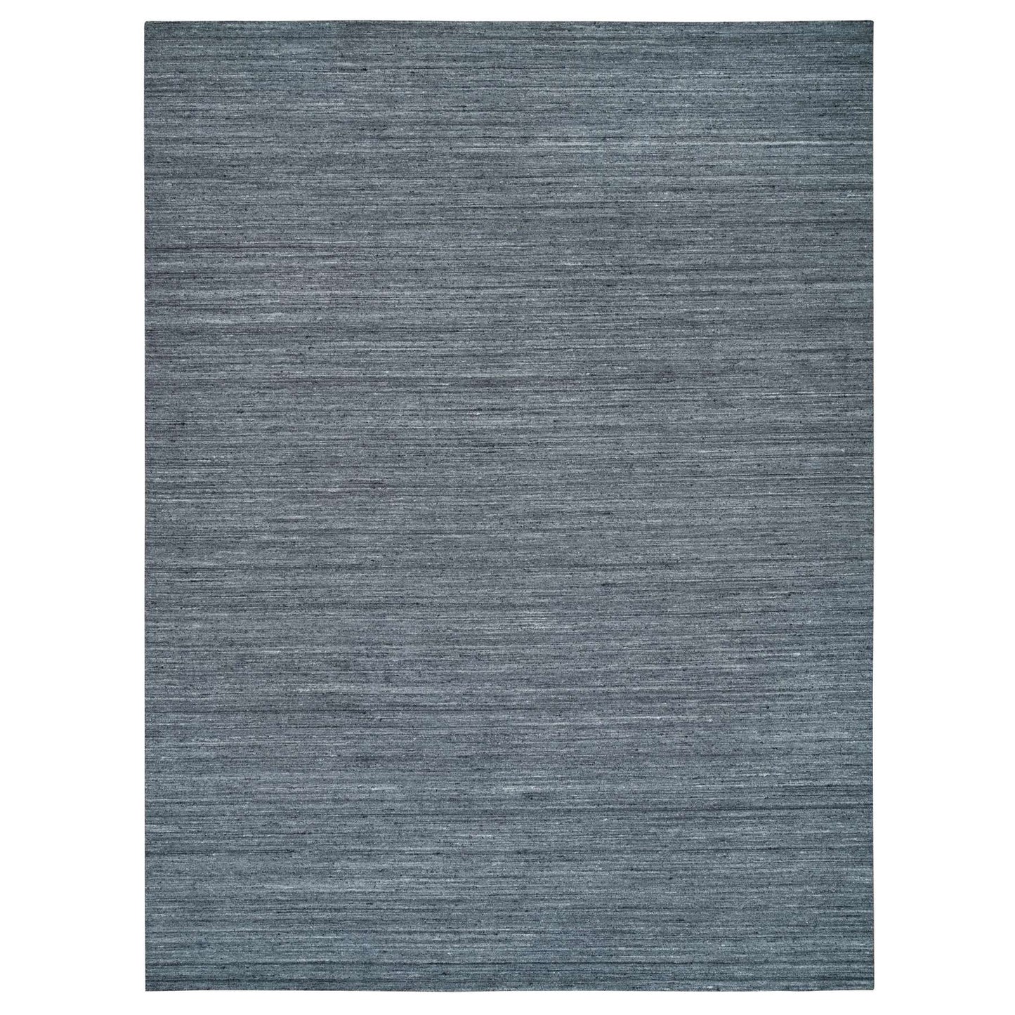 12'1"X15'1" Gray Modern Striae Design All Wool Hand Loomed Oversized Rug