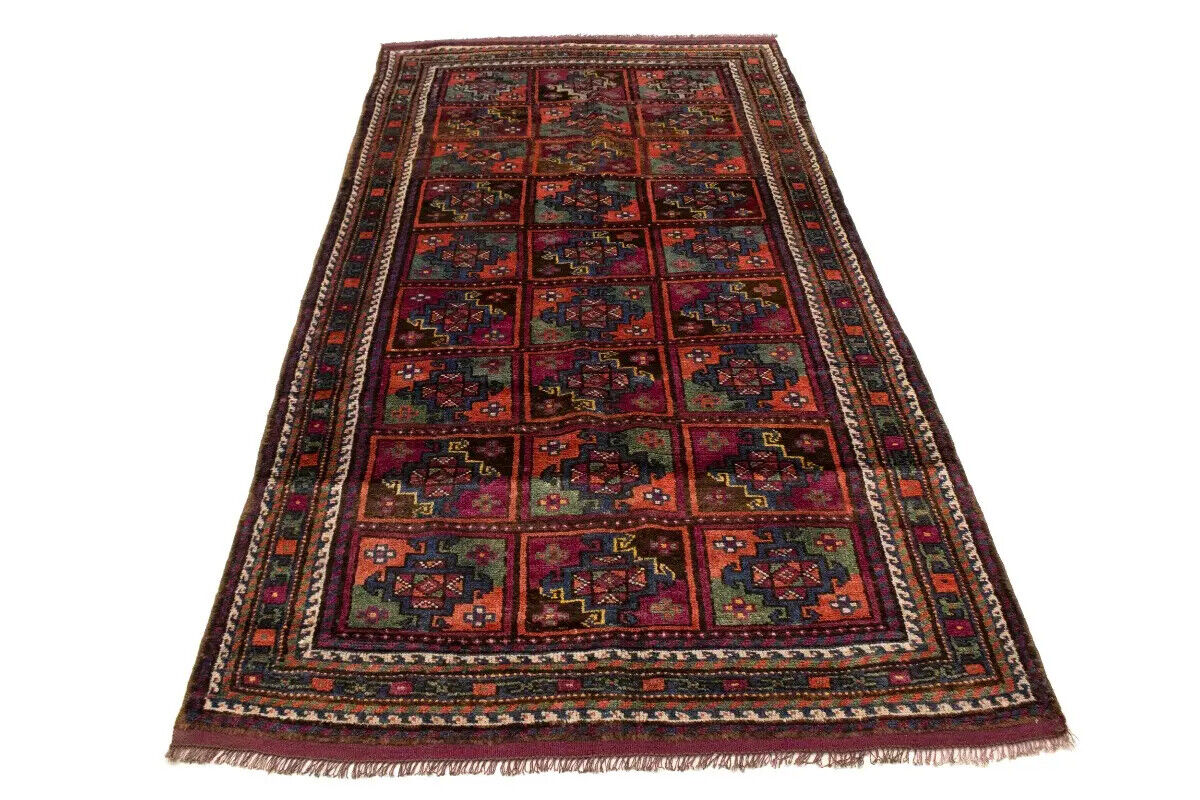 Vintage Violet Brown Oriental Rug Tribal Design