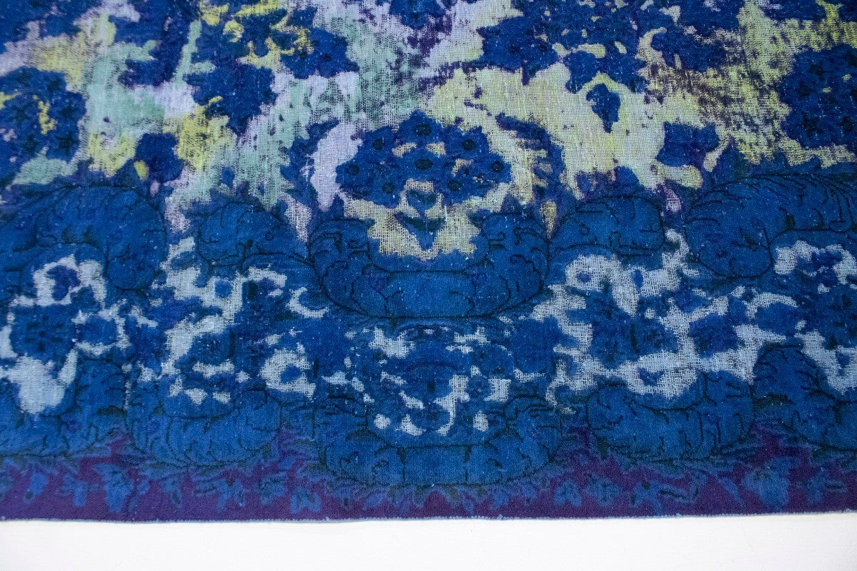 Overdyed Blue Antique Handmade Oriental Rug Distressed Carpet Decor 10X14 ft