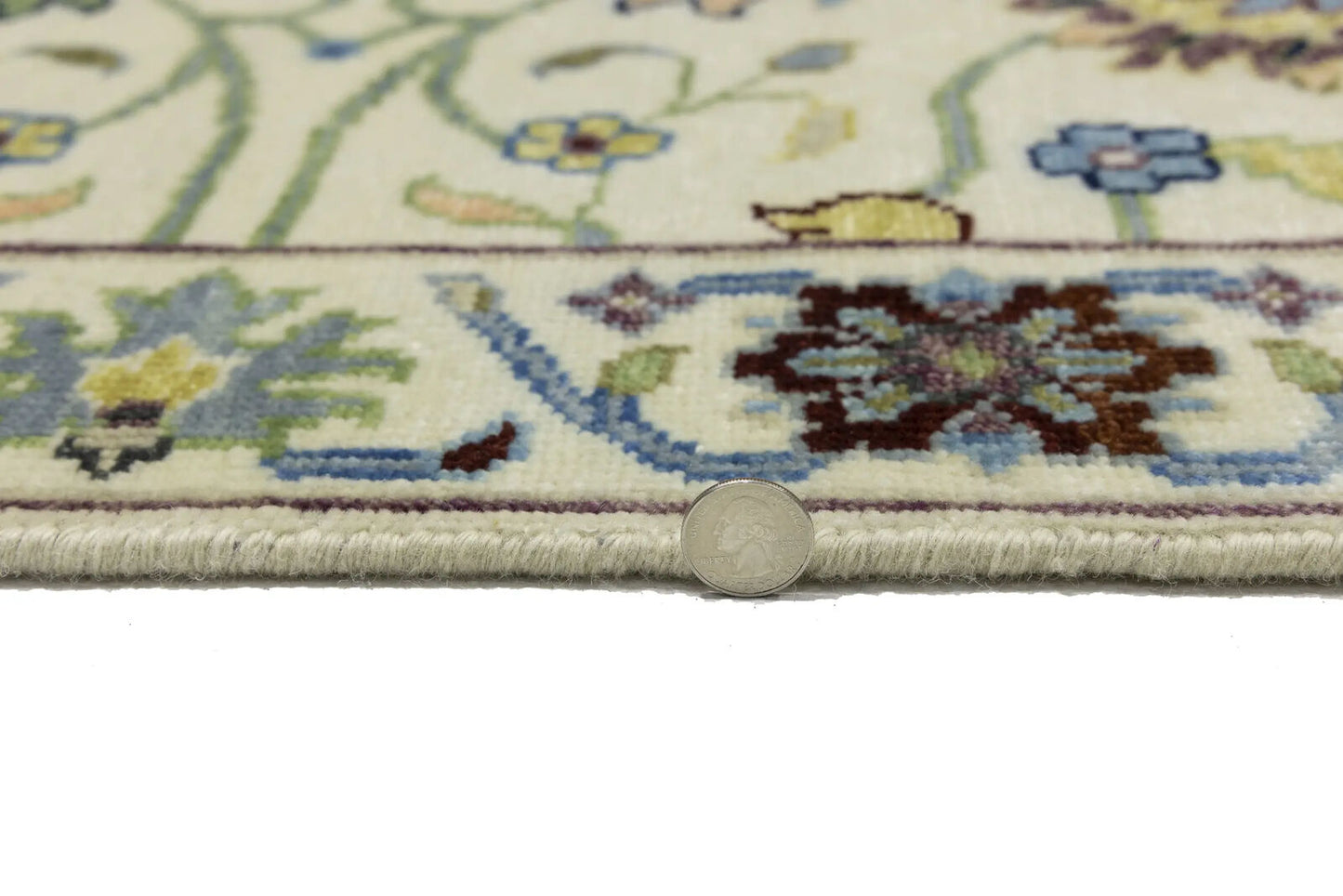 Cream Osh Chobi Peshawar Wool Runner Rug Floral