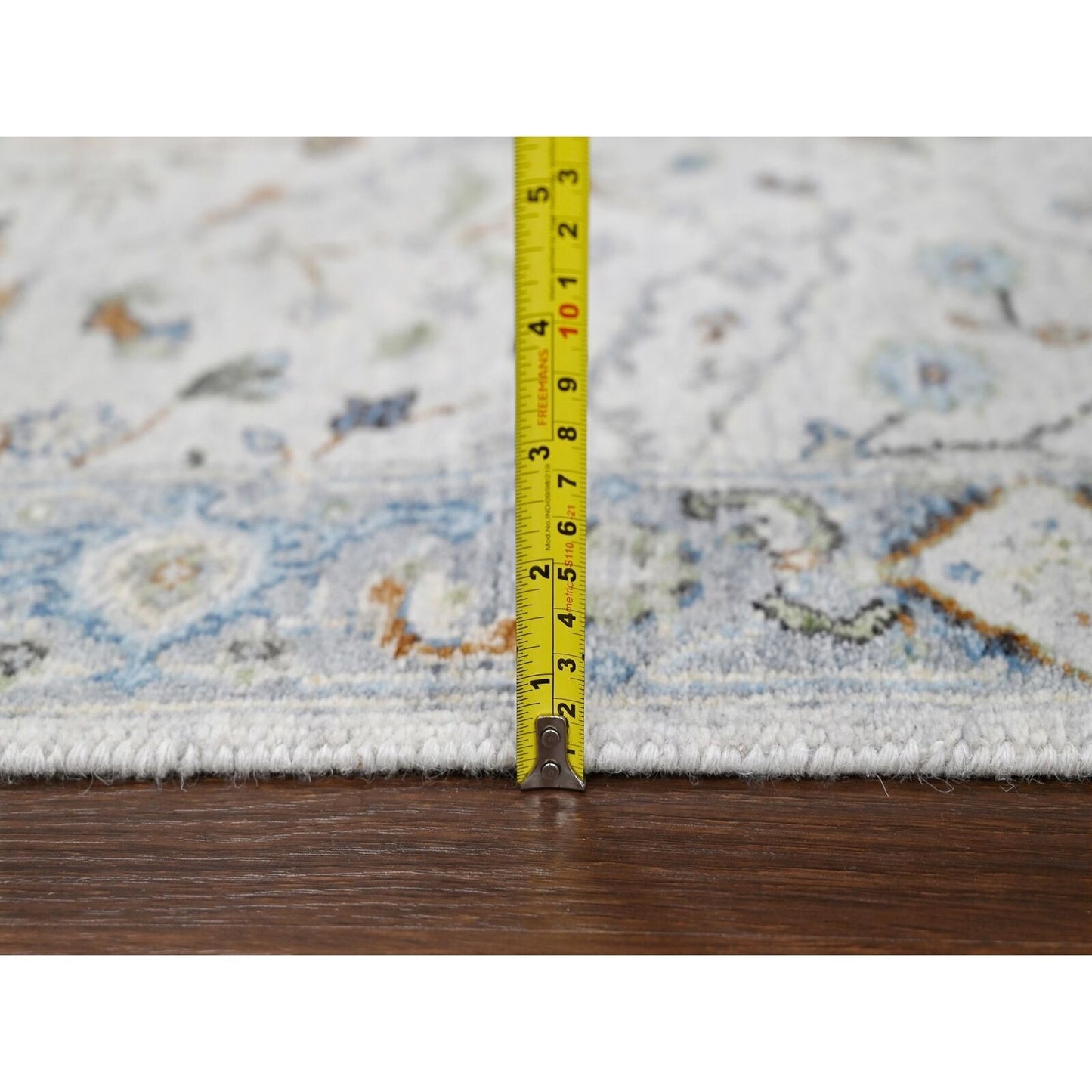 2'5"X7'9" White Denser Weave Oushak Pure Wool Hand Knotted Runner Rug