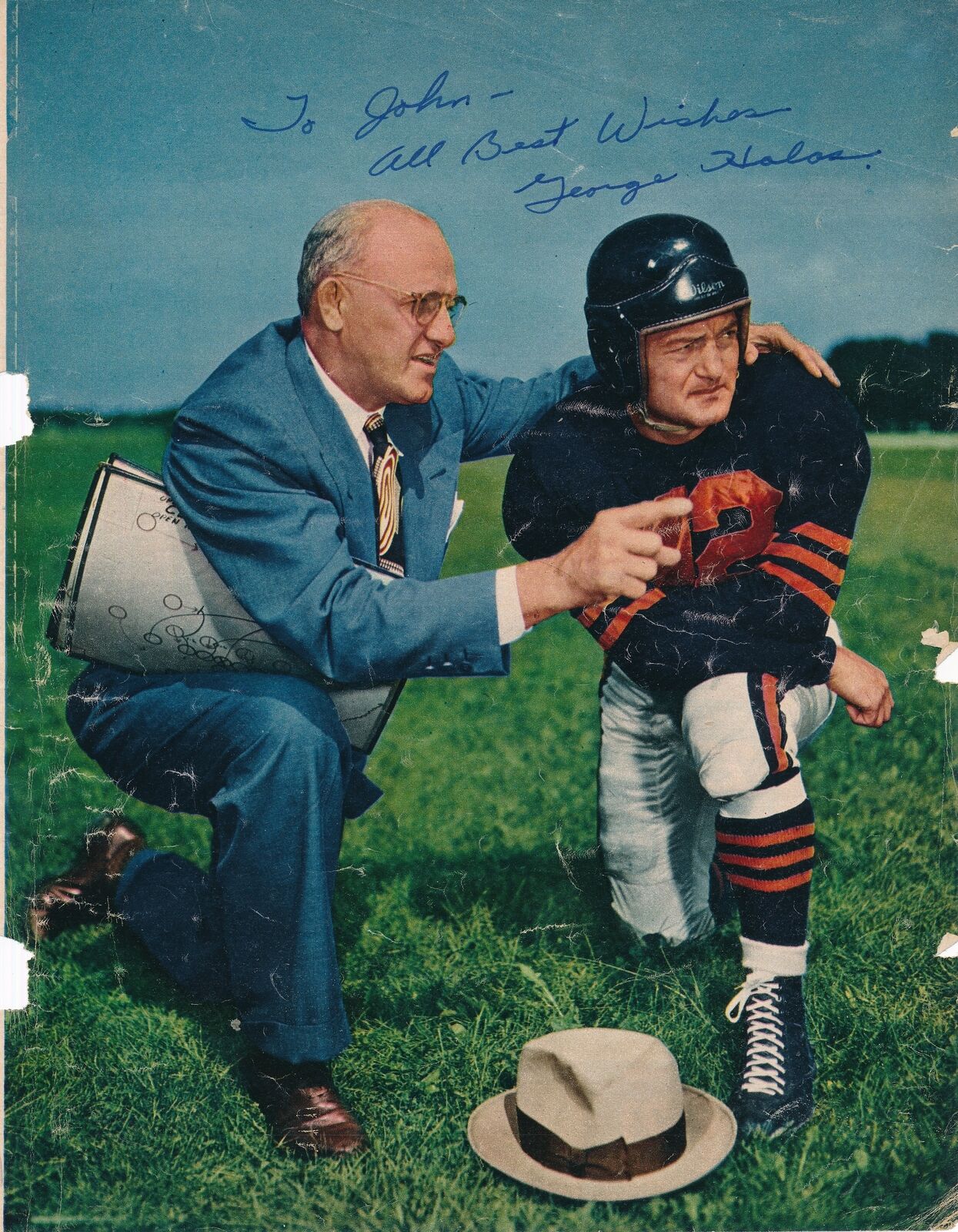George Halas Autographed 8X10 Magazine Page Photo
