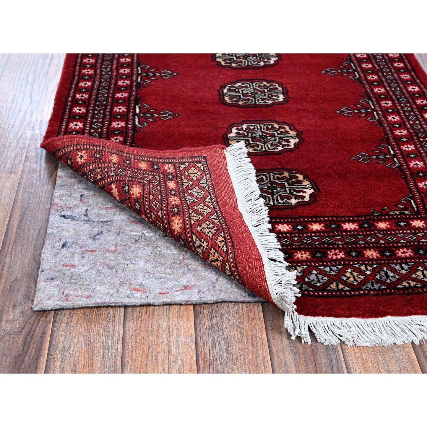 2'7"X11'10" Scarlet Red Princess Bokara Soft Wool Hand Knotted Runner Rug