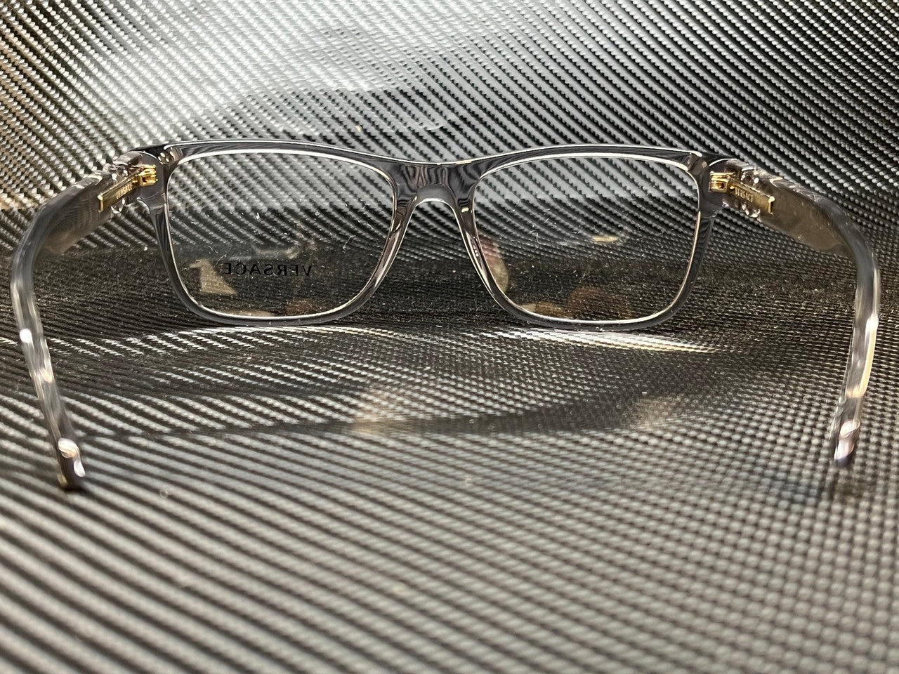 Men's Ve3303 Eyeglasses 57 mm Grey Transparent Rectangle Versace