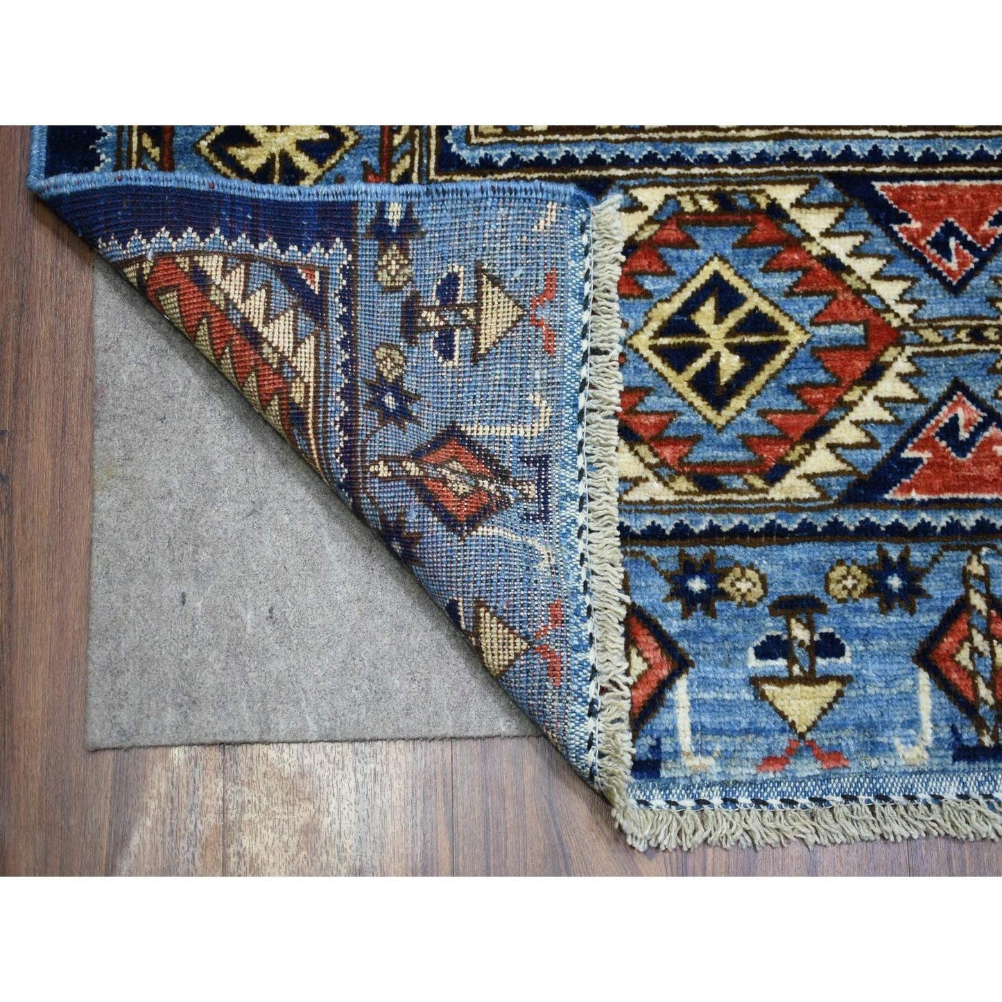 9'8"X12'4" Hand Knotted Blue Afghan Ersari Afghan Wool Oriental Rug