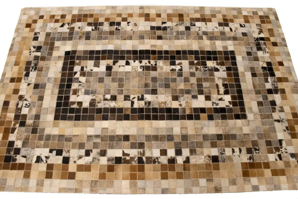 Hand-Crafted Modern Cowhide Leather Rug