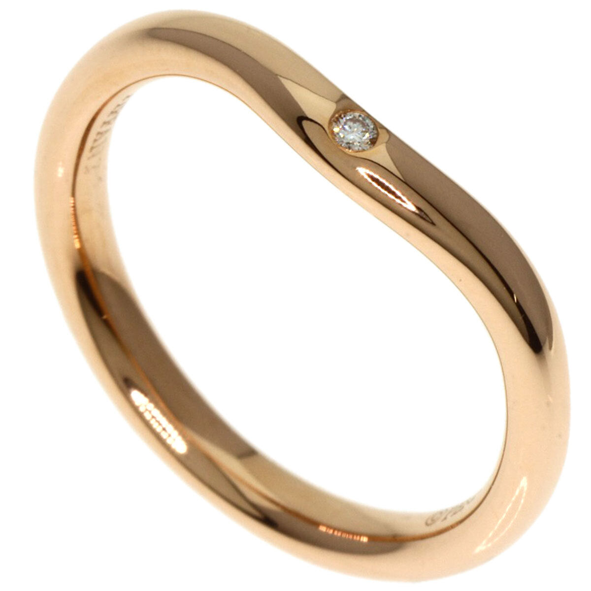 TIFFANY&Co. Ring Curved Band 1P Diamond K18