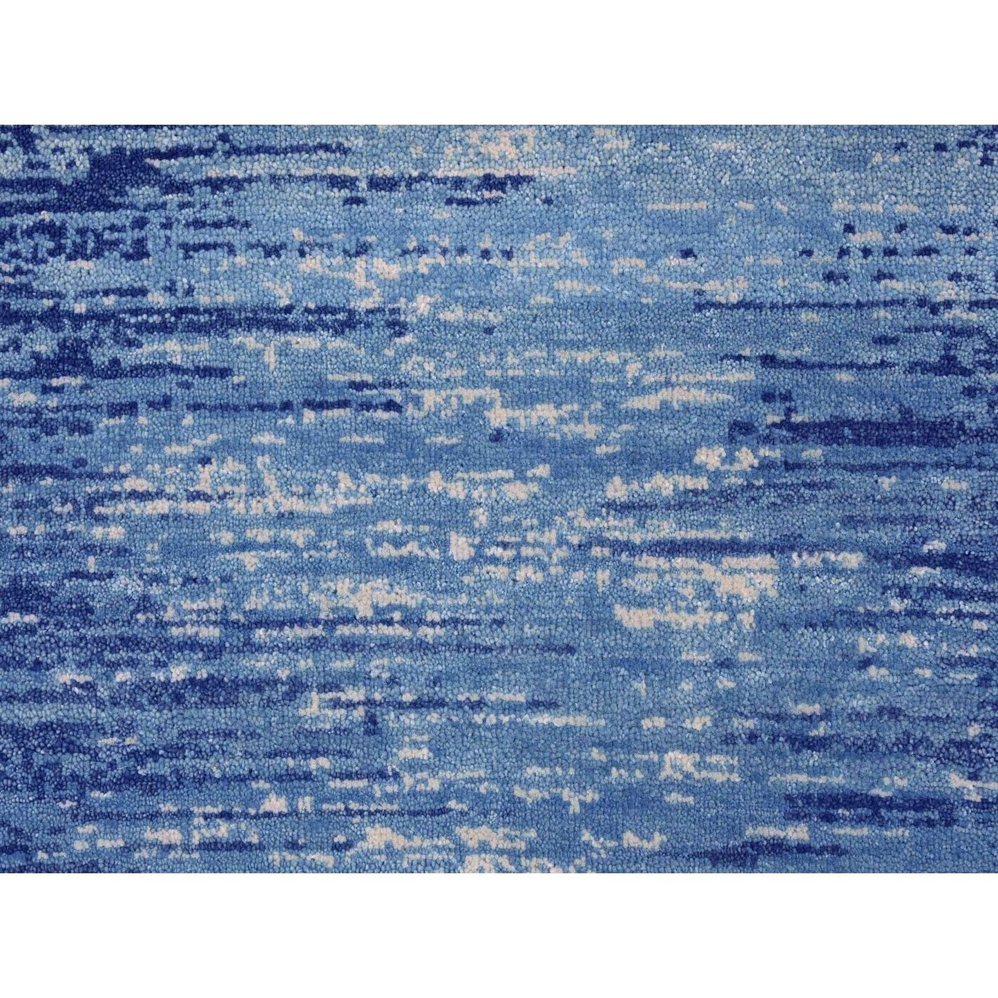 2'7"X10'2" Hand Knotted Ombre Design Pure Wool Blue Oriental Runner Rug