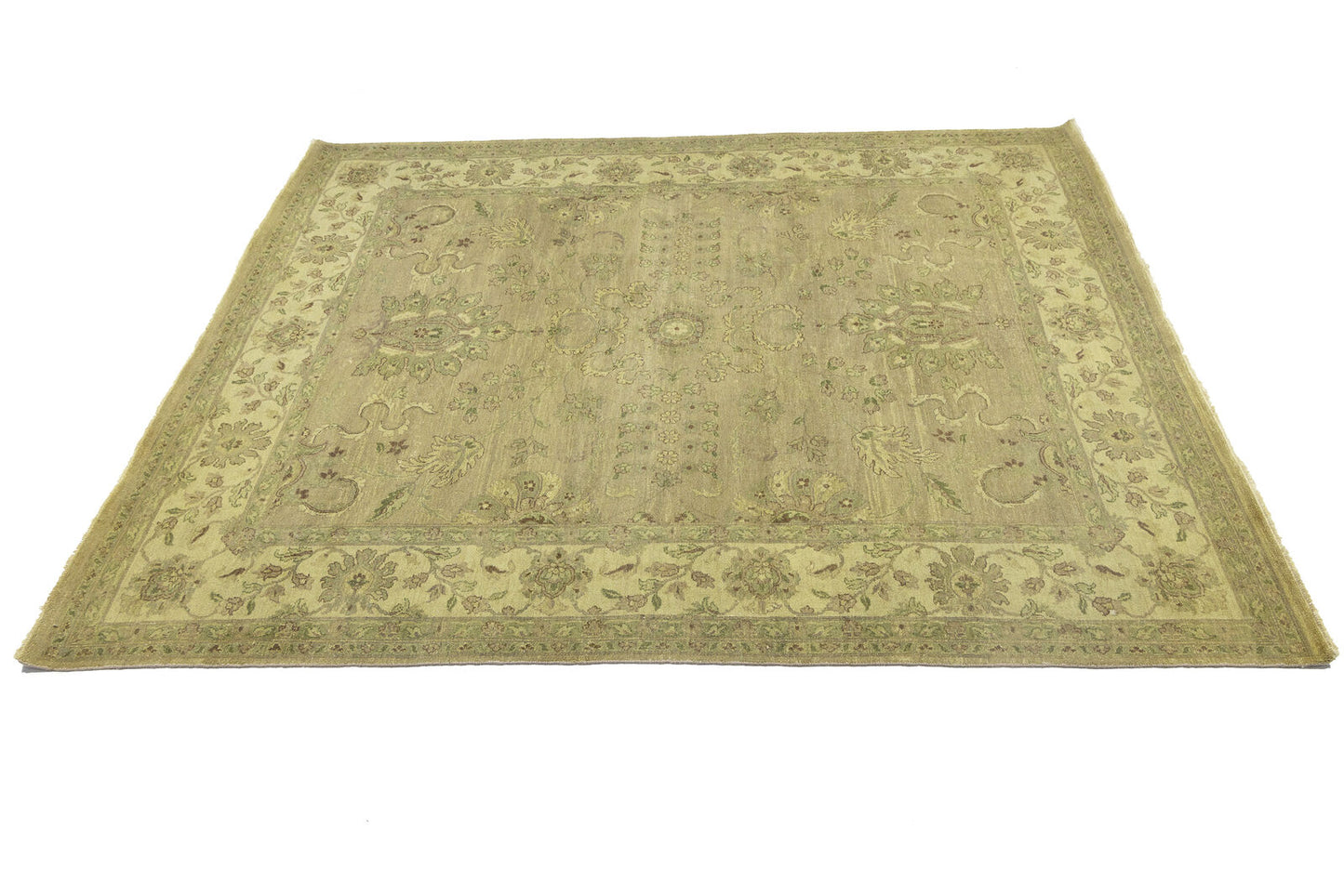 Hand-Knotted Wool Oriental Rug Large Distressed