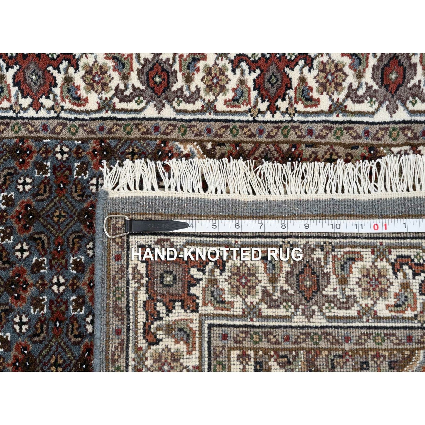 2'5"X23' Gray Wool Hand Knotted Tebraz Mahi Runner Oriental Rug