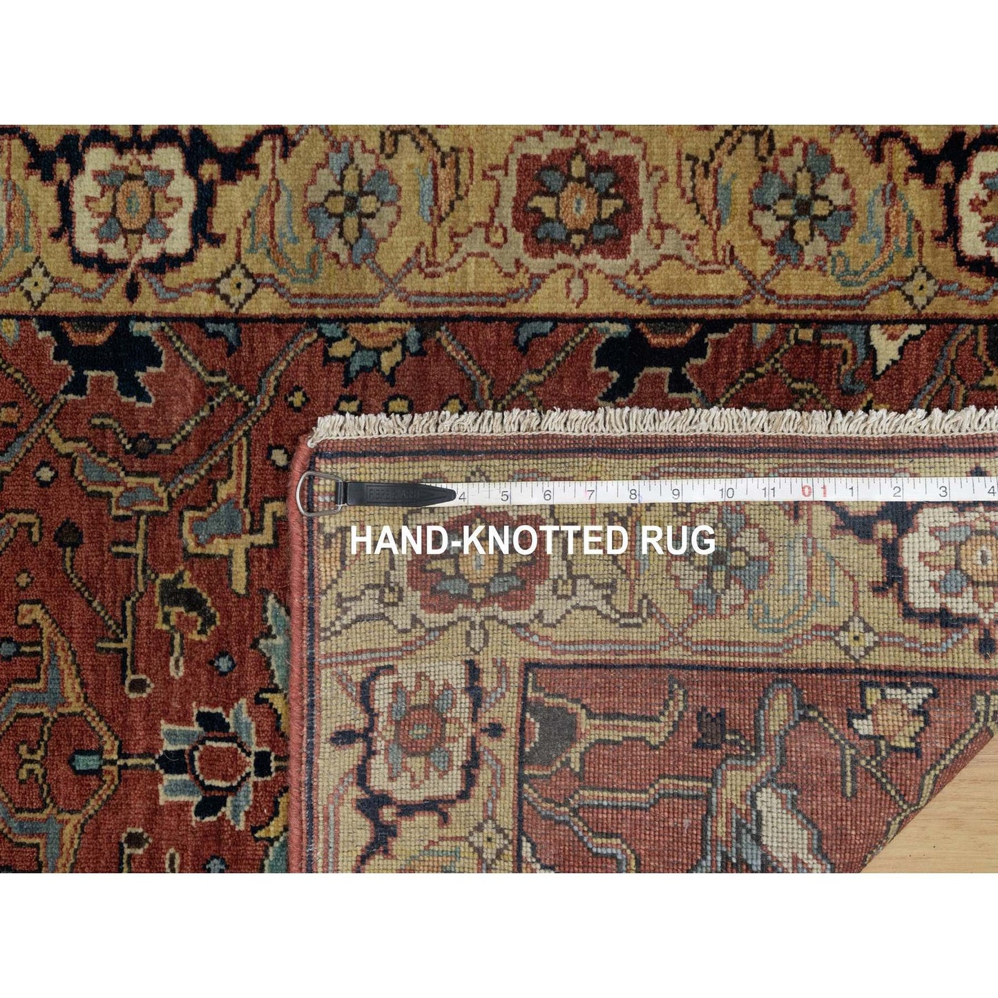 2'7"X6'1" Red Wool Hand Knotted Antiqued Fine Heris Recreation Runner Rug