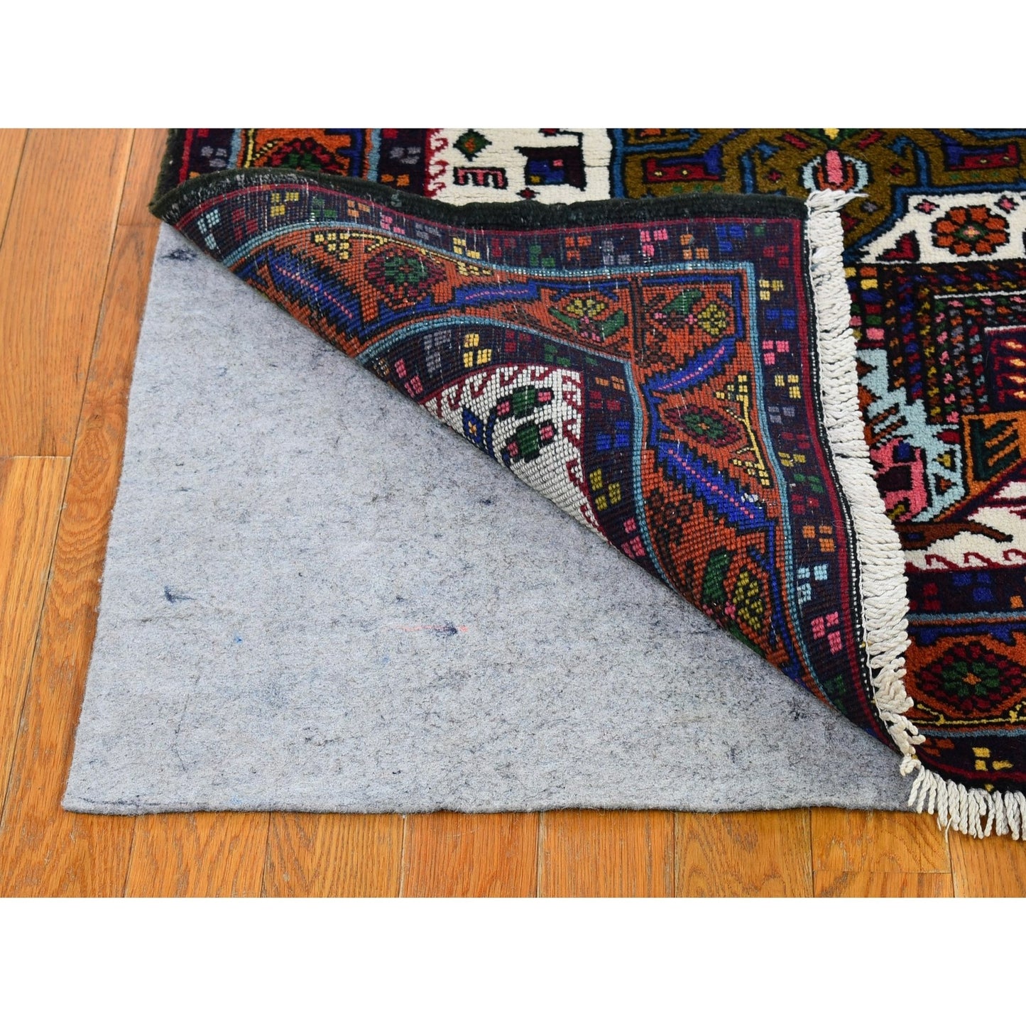 3'3"X12'2" Vintage Farsian Karajeh Pure Wool Hand Knotted Runner Rug