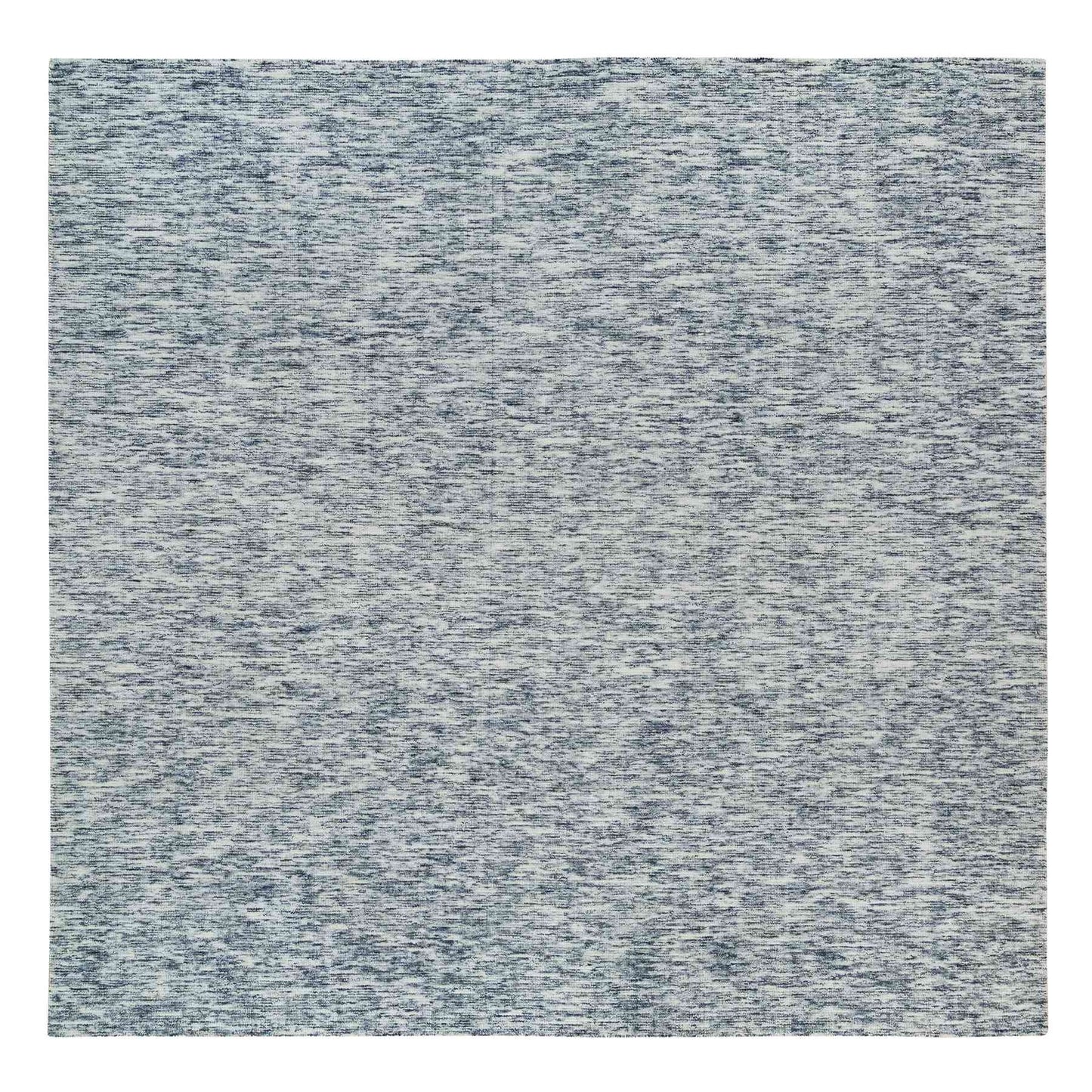 12'X12' Blue Wool Hand Loomed Modern Striae Design Oriental Square Rug