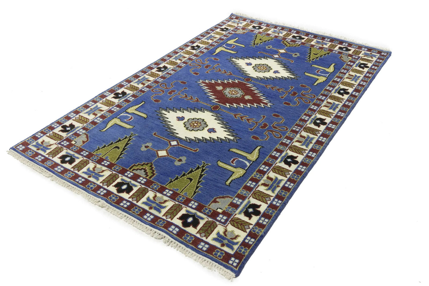 Kazak Oriental Area Rug Geometric Tribal Design