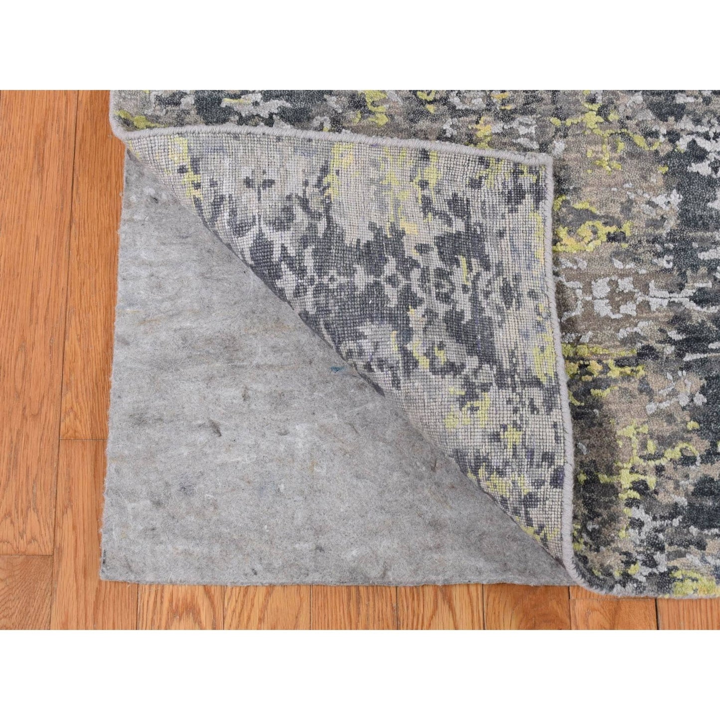 8'10"X11'9" Yellow Wool And Silk Transitional Design Hand Knotted Rug