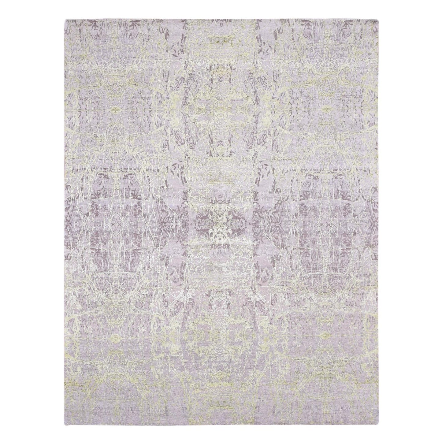 9'X11'9" Gray Hand Knotted Wool And Silk Transitional/Modern Design Rug