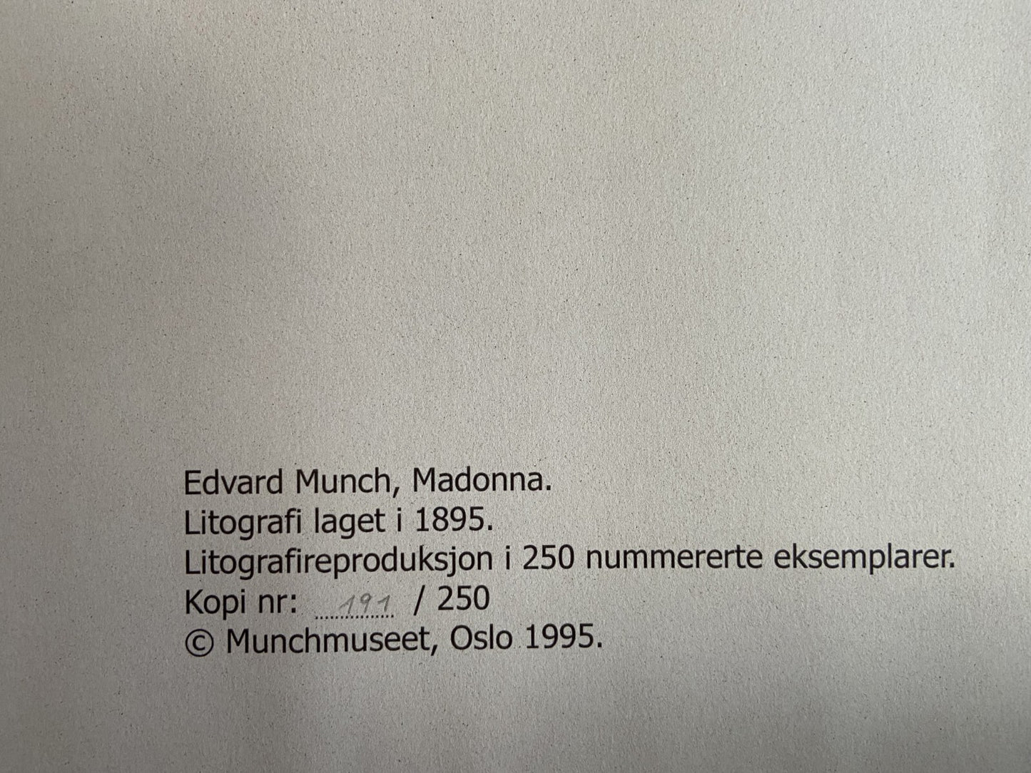 Edvard Munch Lithograph Coa Signed Op Numbered By Hand Published